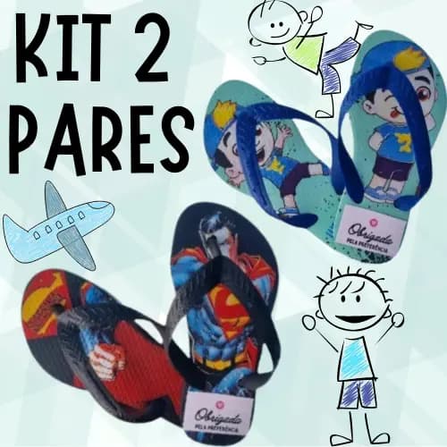 Kit 2 Pares de Chinelo Infantil masculino Menino Numerações Combinadas