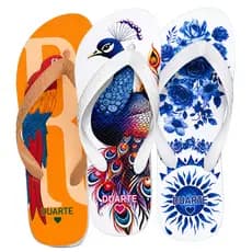 Chinelo Feminino Kit 3 pares Confortavel Estampa viva Promoção