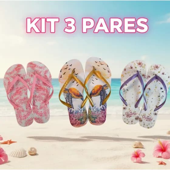 Kit 3 Pares de chinelo Feminino Adulto Barato Promocao