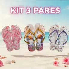 Kit 3 Pares de chinelo Feminino Adulto Barato Promocao