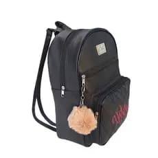 Mochila Feminina Bolsa Mochila de Costa c/ Alças Reguláveis 3 Ziper + Chaveiro  POMPOM