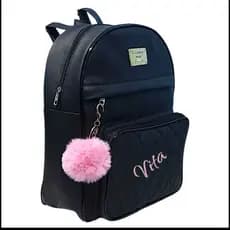Mochila  Bolsa Femenina Com Três Repartições Alça Ajustável Reforçada  + CHAVEIRO POMPOM