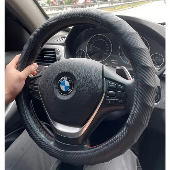 Capa Para Volante De Carro Antiderrapante Fibra de Carbono Universal 38cm Diversos Modelos