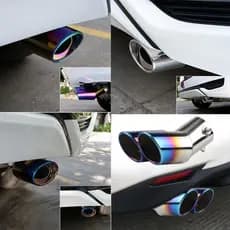 Universal Burned Tip Reto Bisel Saída Dupla Ponta Escapamento Carro Aço Inoxidável Slant Laminado Borda Auto Silenciador