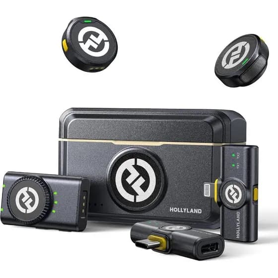 Microfone Lapela Bluetooth sem fio Hollyland Lark M2 Versão Lighting USB-C Câmera Combo Duo Original