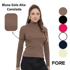 Blusa Manga Longa Cacharrel Gola Alta Canelada Inverno 505245-C1