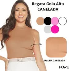 Blusinha Regata de Ribana Canelada Gola Alta  505375-C4