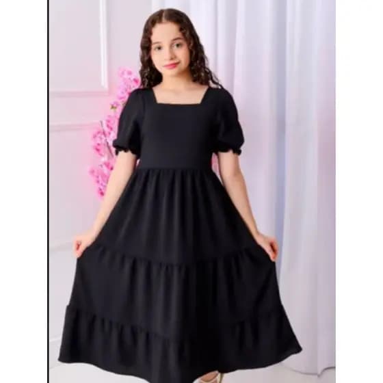 Vestido Longo manga princesa  infantil y juvenil material,dunha,para natal