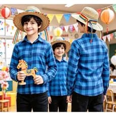 Camisa Xadrez Flanelada Infantil e Juvenil Manga Longa De Botão unissex menina y menina