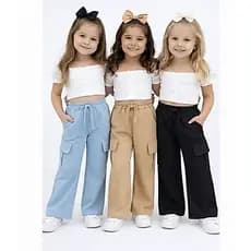 Calça Alfaiataria Luxo Infantil e Juvenil Menina 4 a 8  Cargo Moda Blogueira Menina nude
