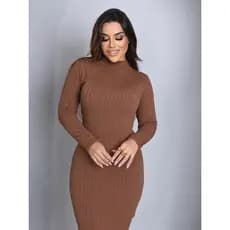 Vestido Manga Longa Gola Alta Cacharrel Curto Inverno