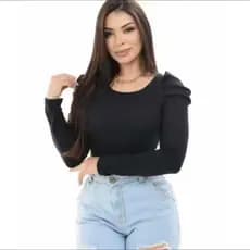 blusa princesa manga longa canelada