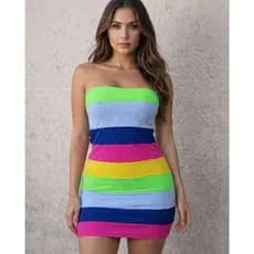 Vestido Virginia Listrado em Anarruga Premium – Tendência Verão, Leve, Moderno e Estiloso