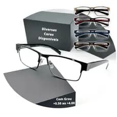 Óculos De Leitura Com Grau Para Perto Metal Aço Descanso Presbiopia Masculino e Feminino Resistente Haste TR90 Com Mola