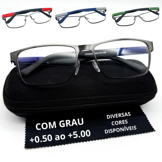Óculos Com Grau Para Perto Leitura Descanso Presbiopia Metal Aço TR90 Emborrachado Resistente