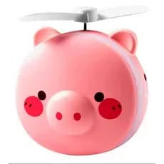 Mini Espelho Com Led E Ventilador Porquinho 3 Em 1 Maquiagem Rosa