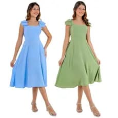 KIT 2 Vestidos Infanto Juvenil Midi Meninas Verão