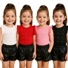 Roupa Infantil Menina Conjunto Shorts e Blusinha 2 ao 10 Premium Elegante