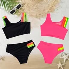 Kit 2 Biquini Infantil Juvenil Forrado Proteção UV Menina Feminino Premium  Tam 2 ao 16