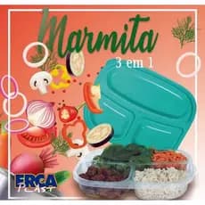 Marmita Com 3 Divisórias Cores Sortidas- KIT 2 PEÇAS