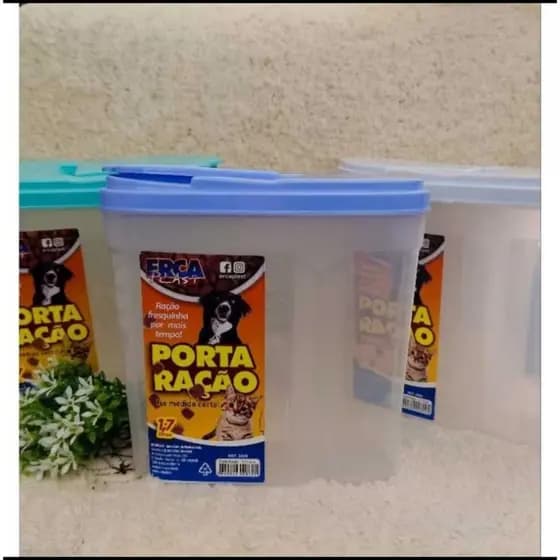 Pote Porta Ração para Cachorro 1,7L Erca Plast - Design Moderno e Tampa Prática