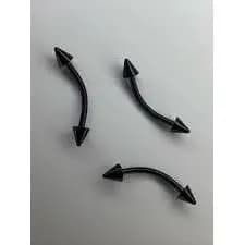 HLL 316L/Piercing  Curvo Spike preto vertical labret sobrancelha - Aço cirúrgico