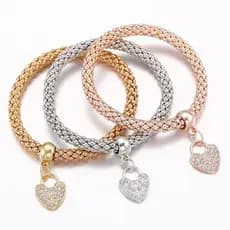HLL Kit 3 Pulseira Coração Bolinha Delicado Dourado  inoxidável Hipoalergênica Corrente minimalista feminino