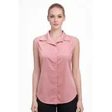 Blusa Feminina Regata Rosa Elegante – Camisa Sem Manga Social Casual Botões Verão Moda Feminina