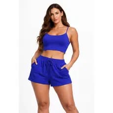 Short Duna Feminino Com Bolso Básico Leve Verão Atlético