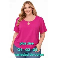 Blusa Feminina Plus Size Manga Solta Gota no Decote Tecido Leve Confortável Casual Elegante 2026