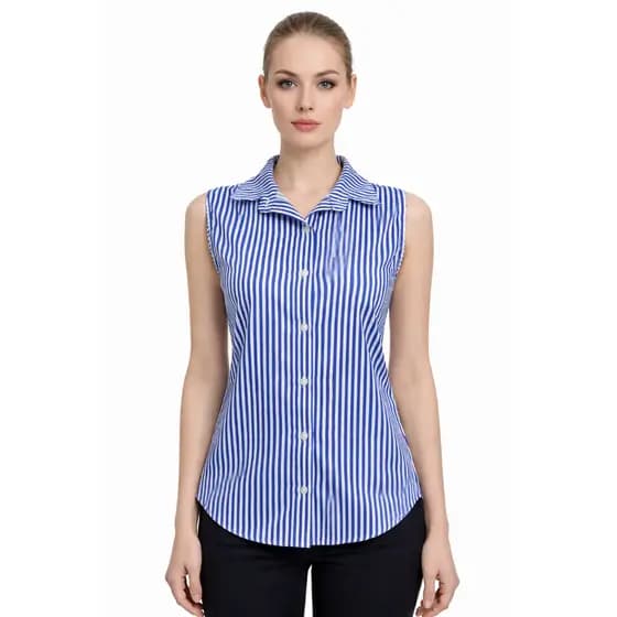 Blusa Feminina Sem Manga Listrada Social Casual Moda Elegante Verão 2026