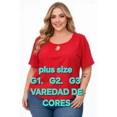Blusa Feminina Plus Size Manga Corta Decote Redondo com Gota Moda Casual Elegante Confortável