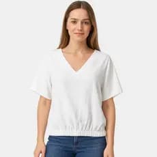 Blusa Feminina Gola V | Confortável, Manga Curta, Caimento Solto, Moda Casual Elegante
