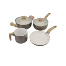 Conjunto Panelas Cerâmica Gold Antiaderente Cabo Baquelite Cozinha Saudável Moderna 4 Peças