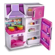 Mini Cozinha Infantil Fogao Geladeira Armario Brinquedo Educativo Criativo Rosa