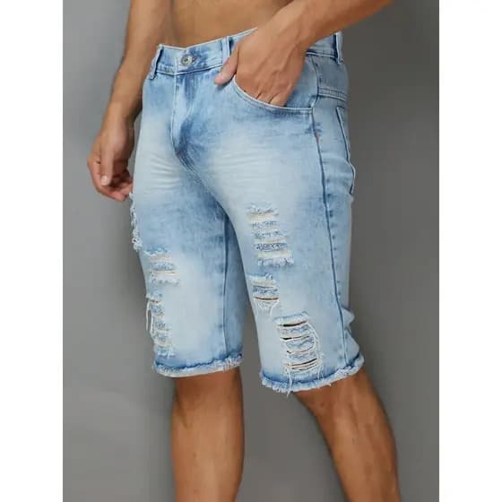 Bermuda Masculina Preta Lisa Short Preto Jeans Masculino