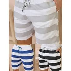 KIT 3!!! Bermudas listrada Masculinas Mauricinho Shorts Seca Rápido Surf Estampada Praia Tactel Masculina Adulto