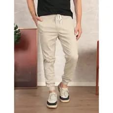 Calça jogger masculina sarja com punho elastico na cintura