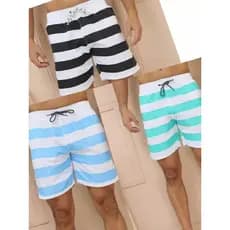 KIT 3!!! Bermudas listrada Masculinas Mauricinho Shorts Seca Rápido Surf Estampada Praia Tactel Masculina Adulto