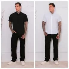 kit2 Camisa Social Masculina Gola Padre de Luxo Com Manga Curta Slim Fit Linho e Viscose Tecido Premium