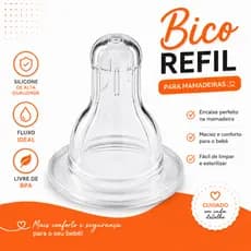 Bico de Mamadeira Redondo 100% Silicone Para Bebê Tetê Aprovado Pelo Inmetro
