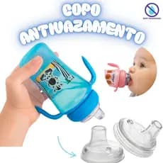 Kit Copo Para Bebê Antivazamento - Colher de Silicone Para Bebê
