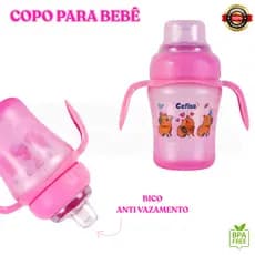 Copo Para Bebê - Anti-Vazamento -  Bico de Silicone Macio - Alça Removível - 240 ml