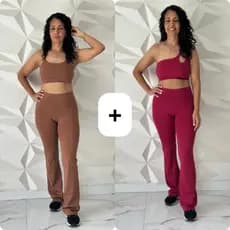 Kit Calça Flare Bailarina em poliamida média compressão zero transparência *somente a calça*