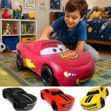 Carro Relâmpago McQueen Vermelho c/ Adesivos Plástico Grande 31CM Brinquedo Criança