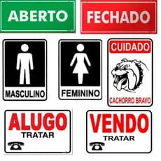 Placas de Identificação Cuidado Banheiro Vendo Alugo e Aberto e Fechado 1 Unidade