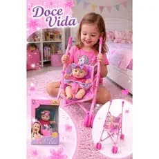 Boneca com Carrinho Ela é Linda 100% Vinil 1Boneca e 1 Carrinho