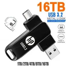 2 Em 1 TYPE-C Para Celular USB 3.2 Flash Drive Rotativo Preto Memory Stick 1/2/4/8/16TB Pen Pendrive U Disk PC