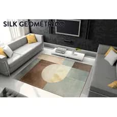 Tapete 140x200cm Sala Retangular Silk Antiderrapante geometr