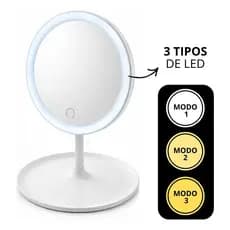 Espelho de Maquiagem com LED Touch + Base Organizadora